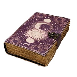 CHERISH ART CRAFT Handmade Sun Moon Leather Print Vintage Journal For Men & Women 200 Pages Of Antique Deckle-Edge Paper Sketchbook Drawing Journal Travel Notebook (7 x 5 inches)