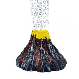 khanoqq Aquarium Volcano Air Bubbler with Air Bubble Stone, Realistic Fish Tank Volcano Decor for Increase Oxygen, Cute Air Bubble Maker for Small Big Fish Tank Betta Aquarium Scenery (Red Volcano)