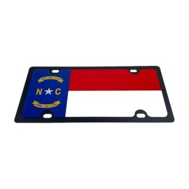 Unbranded North Carolina State Flag Carbon Stainless Steel License Plate Tag - Full Color