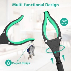 rewkcy 32" Foldable Grabber Reacher Tool, Pickup Stick with 360° Rotating Jaw & Magnet