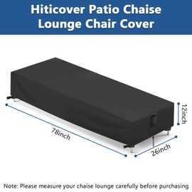 Hiticover Chaise Lounge Covers, 2 Pack Waterproof Outdoor Lounge Chair Covers for Patio Furniture, Pool Lounge Chair Outdoor Furniture Cover - 78 x 26 x 12 Inch