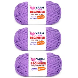 JOYTAG Purple Cotton-Nylon Blend Yarn for Crocheting and Knitting (3x50g)