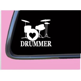 EZSTIK Drummer with Heart TP 422 vinyl 8" Decal Sticker snare bass pedal drumset drum