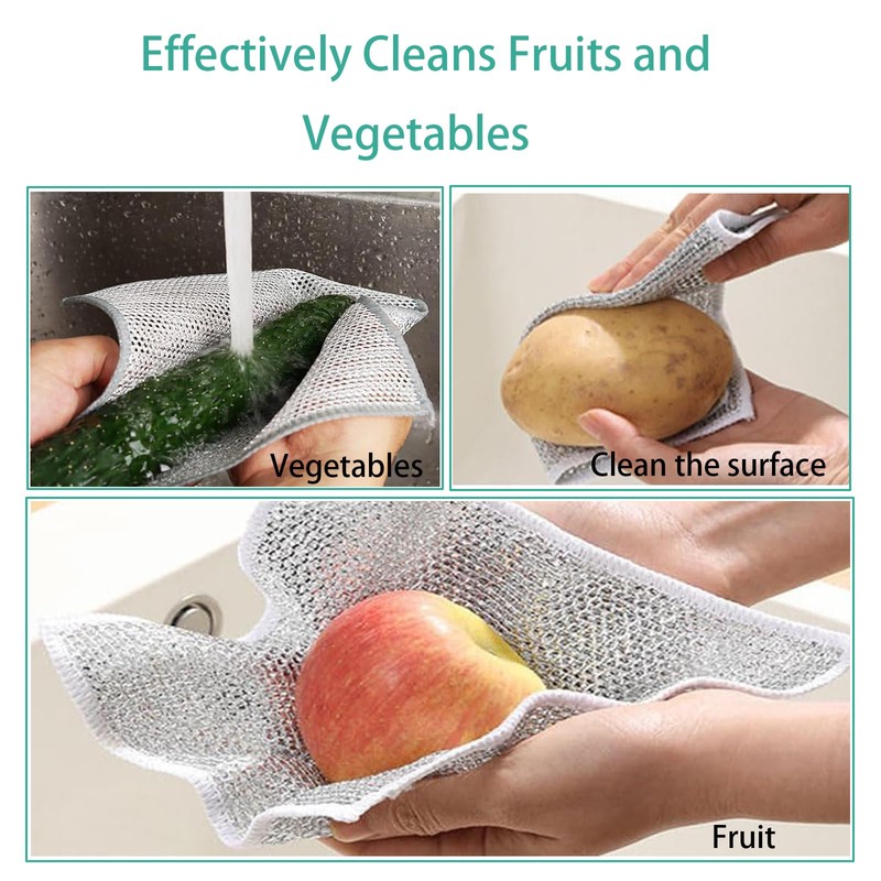 SOPSTUO 10Pcs Non Scratch Wire Dish Cloth, Multipurpose Wire Dishwashing