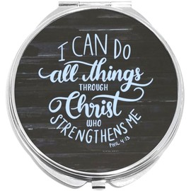 NewCharms Can Do All Things Through Christ Compact with Mirrors - Perfect Pocket and Purse Size Folding Mirror for Applying Make Up Anywhere