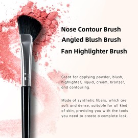 Nose Contour Brush, 3Pcs Eye Brow Contouring Brush Half Fan-Shape Shadow Brush Blush Brush for Highlighter Blush Liquid Cream Powder
