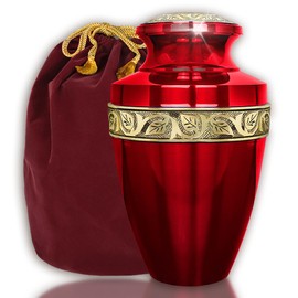 Trupoint Memorials Cremation Urns for Human Ashes - Decorative Urns, Urns for Human Ashes Female & Male, Urns for Ashes Adult Female, Funeral Urns - Red, Large