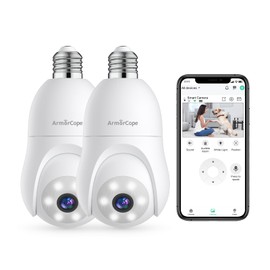 Armorcope 2K Light Bulb Security Camera, 360° Motion Tracking 2.4Ghz WiFi Camera Wireless Outside, Full-Color Night Vision Indoor/Outdoor Camera, SD&Cloud Storage, E27/E26 Light Socket Security