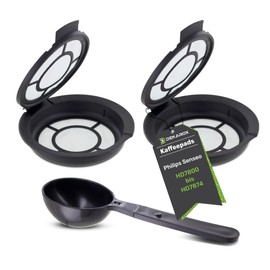 DEKAROX 2 x Coffee Pads Permanent Filter Refillable for Melitta 180424 with Coffee Powder Spoon for All Senseo Coffee Machines from HD7800 to HD7874