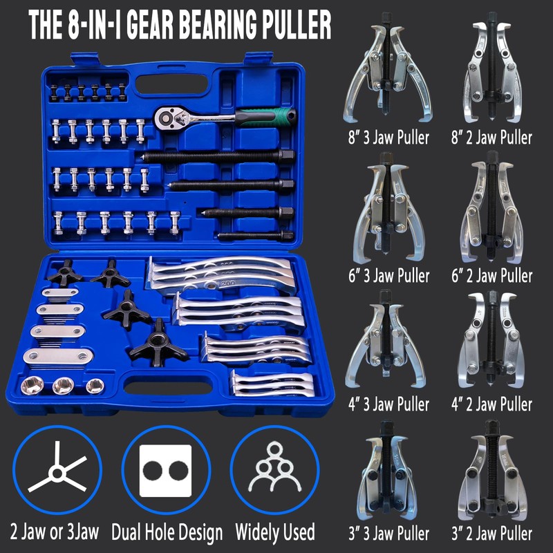HQSSWUCH 8 in 1 Gear Puller Set, 3" 4" 6"
