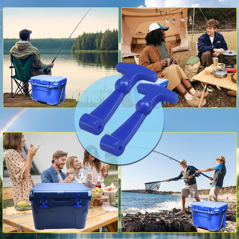 RUHUALIFE 2 Pack Blue Lid Latches Replacements Hard Cooler Handle