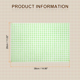 QUARKZMAN 30 Stück Quadratische karierte Wachspapierblätter 14,96" x 14,96" Ölabsorbierendes verpackungspapier für Sandwich-Backpapierfutter Picknickkorb Brot Hamburger Wrap Küche, Grün