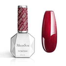 MelodySusie Velvet Red Gel Polish,0.5fl oz Soak Off UV LED Shimmer Red Sparkle Gel Polish Nail Art Manicure Salon DIY Nail Design Decoration at Home Christmas Gift for Women-z030
