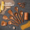 KLYRO Wooden Spoons for Cooking, Nonstick Kitchen Utensils Set with
