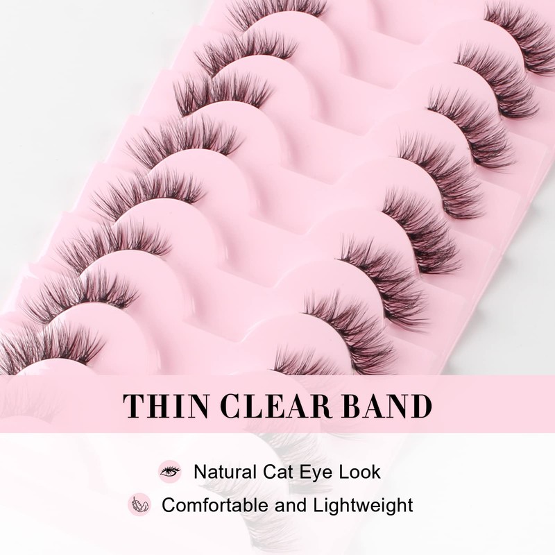 Glowingwin Half Lashes with clear band Fake Lashes Cat Eye