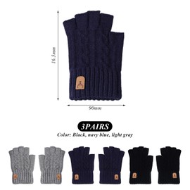 HDGSAFD 3 Pairs Fingerless Gloves, Warm Gloves, Simple Gloves, Fashionable Knitted Gloves, Cycling Gloves, Portable Gloves, multicoloured, M