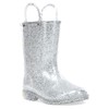 Western Chief Girls Glitter Rain Boot, Silver, 1 M US