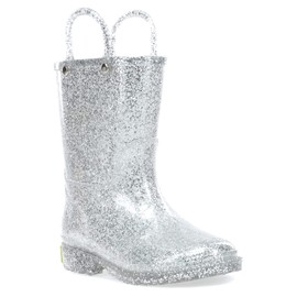 Western Chief Girls Glitter Rain Boot, Silver, 1 M US Little Kid