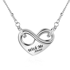 XIUDA Infinity Urn Necklace for Human Ashes Heart Cremation Necklace Stainless Steel Memorial Ash Jewelry for Women