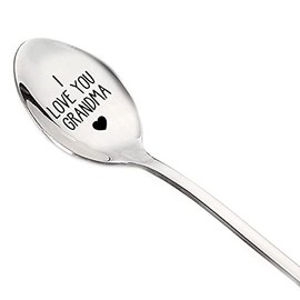 Gifts for Grandma Grandmother from Grandson Granddaughter I Love You Grandma Coffee Spoon for Grandmother Grandmom Tea Spoons for Best Grandmas Christmas Birthday Gift