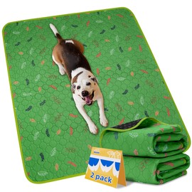 Sunheir 2 Pack Washable Guinea Pig Pee Pads, 24" x 48" Waterproof Reusable Guinea Pig Cage Liners, Absorbent Bedding Training Mat for Small Animal Guinea Pigs Rabbit Bunny Hamster - Green