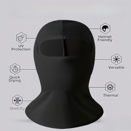 ZodiacZen Balaclava Motorcycle Children Summer 2 Pieces Windproof Face Mask Balaclava for Boys Girls Cool Cycling Hat Under Helmet, Black and Grey, black, Unit size