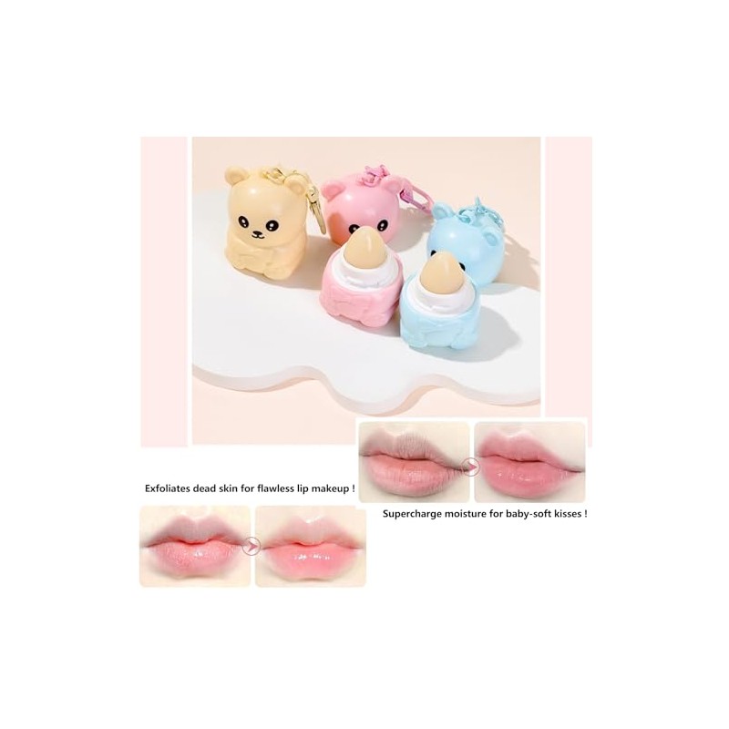 Bear Balm Keychain Trio Strawberry, Blueberry, Honey Flavored Nourish A