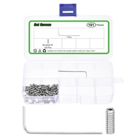sourcing map Socket Set Grub Screws,100PCS #4x5/16"- 304 Stainless Steel Hex Socket Cup Point Allen Screws with Hex Wrench for Repairing Door Handles, Faucet (Silver)