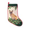 A Pets World Needlepoint Christmas Stocking, Tan French Bulldog Design