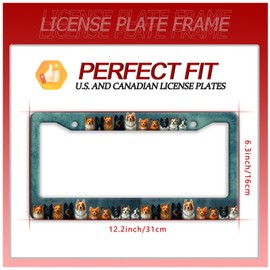 Dog License Plate Frame Funny Pet License Plate Frames for Car Decorative Parts Stainless Stee License Plate for Standard Us Canada License Plate Holder 12x6 Inch for Women Men