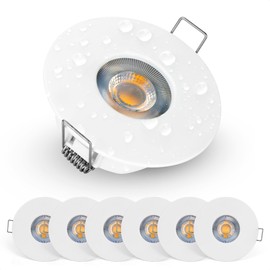 EMOS LED Recessed Spotlight 230 V 5 W, 370 lm | Recessed Spotlight Waterproof IP44 for Outdoor and Indoor Use | LED Spotlights Ceiling Light 3000 K Warm White, Set of 6 Ceiling Spotlights LED Round,