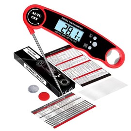 High Precision Digital Meat Thermometer,LCD Display Screen,Waterproof Ultra Fast Thermometer with Backlight & Calibration,Fast Reading, Essential for Kitchen,BBQ Grill,Beef(Red)