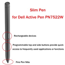 Premier Rechargeable Slim Pen for Dell Active Pen PN7522W Compatible with Dell 2-in-1s for XPS 13 9310/9315 2-in-1, for Latitude 3330 2-in-1, for Inspiron 7640