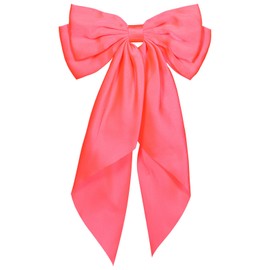 Large Hair Bow, Silky Satin Bowknot Hair Clip, Oversized Long Tail Hair Ribbon Barrette for Women Girls Ponytail Hair Accessories, Hot Pink