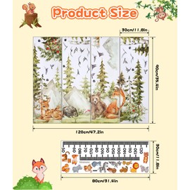 Zaxiva Wall Sticker Jungle Forest Animals Tree Wall Sticker Deer Fox Bear Safari Wall Sticker with Children's Height Chart Suitable for Baby Room Children's Bedroom Wall Decoration