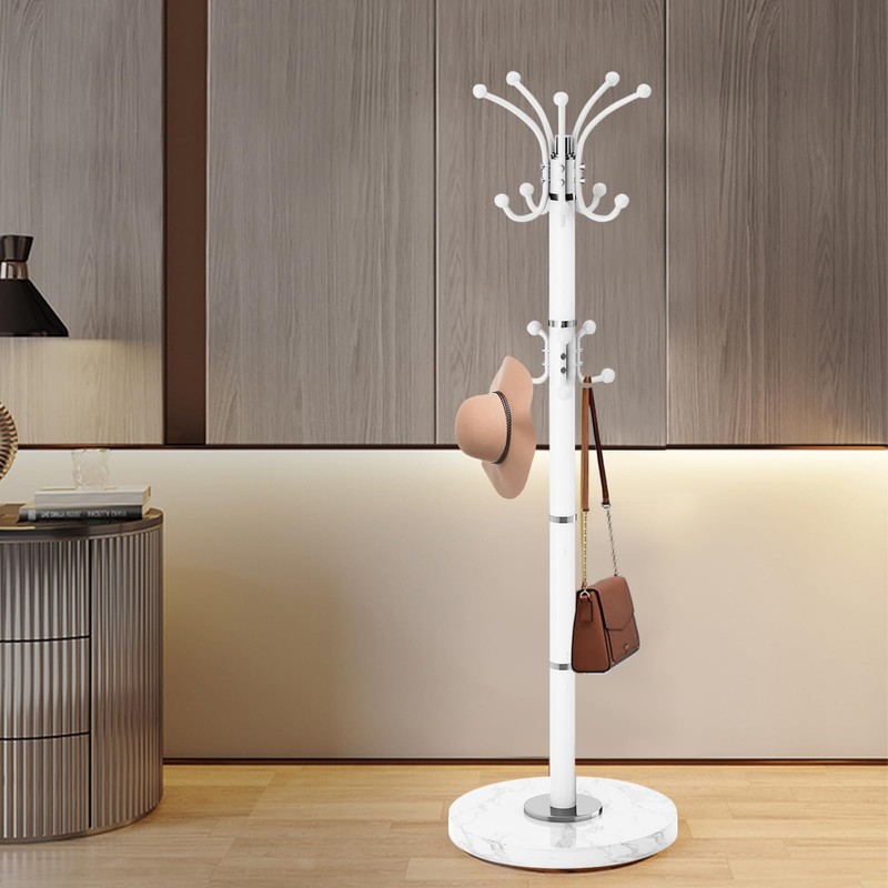 Waavryee Modern Metal Coat Rack Stand, 360°Rotary Coat Rack Freestanding