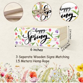 3 Pcs Hello Spring Decorative Book Stacks for Home Decor, Wood Book Stack for Table Decor, Spring Tulip Tiered Tray Decor for Table Home Shelf Decoration, Farmhouse Stacked Books Decor, A03