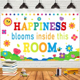 Classroom Welcome Banner White Welcome Back to School Backdrop First Day of School Decorations Inspirational Posters Motivational Background Banner for Classroom School Bulletin Board Wall Decor