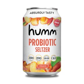 Humm Peach Sparkling Water - Zero Sugar, Zero Calorie Seltzer - Whole30 Approved Probiotic Drink - 2 Billion Probiotics - Vitamin C, D, and B12-12 fl oz (12 Pack)