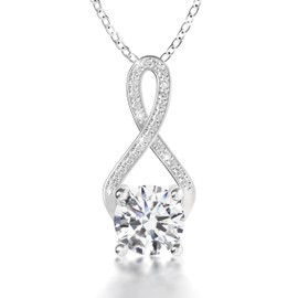 Platinum Plated Moissanite Pendant Necklace Gift for Women, 1-3 carat Moissanite D Color (VVS1), Anniversary Eternity Jewelry Present for Wife Mother Gift Infinity Necklace with Moissanite Diamond Gift for Her Birthday