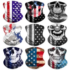 Headband Flag Face Bandana Head Wrap Scarf Neck Warmer Skull Headwear Balaclava for Sports (CO-8)