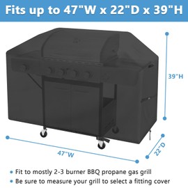 Saking Propane Grill Cover, Waterproof Barbecue Cover for 3 Burner BBQ Propane Gas Grill - Heavy Duty Patio Outdoor Gas Grill Cover -47" L x 22" W x 39" H