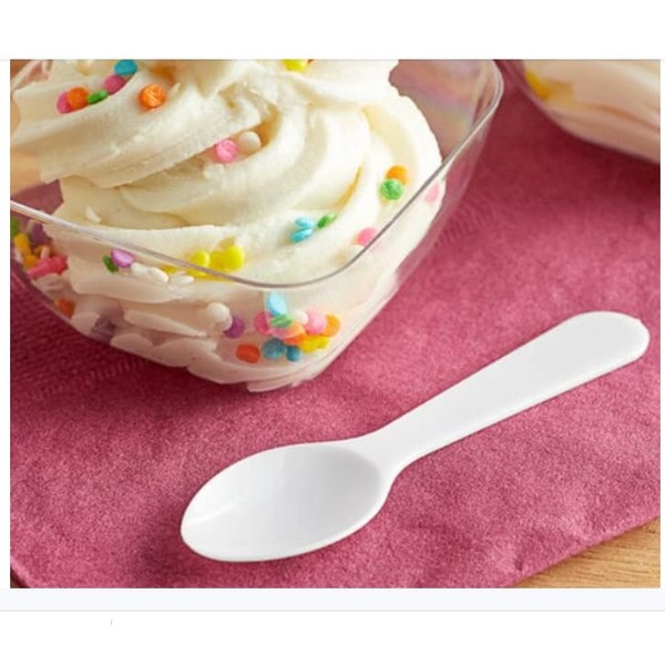 3'' Plastic Tasting Spoons. Disposable Mini Tasters for Sampling Ice Cream, Sauces and Apetizers. - 500 pc. - Great for Food Trucks, Parties