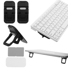2Pcs Keyboard Riser, Portable Computer Keyboard Stand Self Adhesive Laptop Feet Mini Keyboard Lift for Desk Foldable Zinc Alloy Laptop Riser for Most Keyboards (Black)