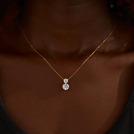 STORYJEWELLERY Cubic Zirconia Necklace, 18K Gold Plated Necklaces, Simple Sterling Silver Stone Necklace for Women, Elegant Wedding Necklaces for Brides, Gold Plated Jewelry for Women