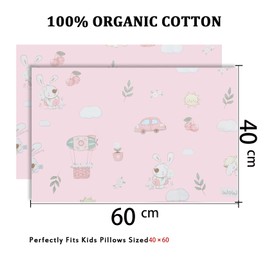 Baby Toddler Pillowcase, Cot Bed Pillow Pair Cases 40 x 60cm, 2 Pack 100% Cotton Soft Pink Pillow Cover for Girls Granddaughter Crib, Kids Pillowcase Animals with Envelope Closure, Nice