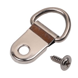 Picture Frame Wall Hooks, D-Ring Hangers Photo Hanging with Screws, 50 pcs Silver, Heavy Duty for Metal Frames Single Hole D Ring Shape Hardware Mirrors Clock Paintings Artwork Kit Assortment Hanger