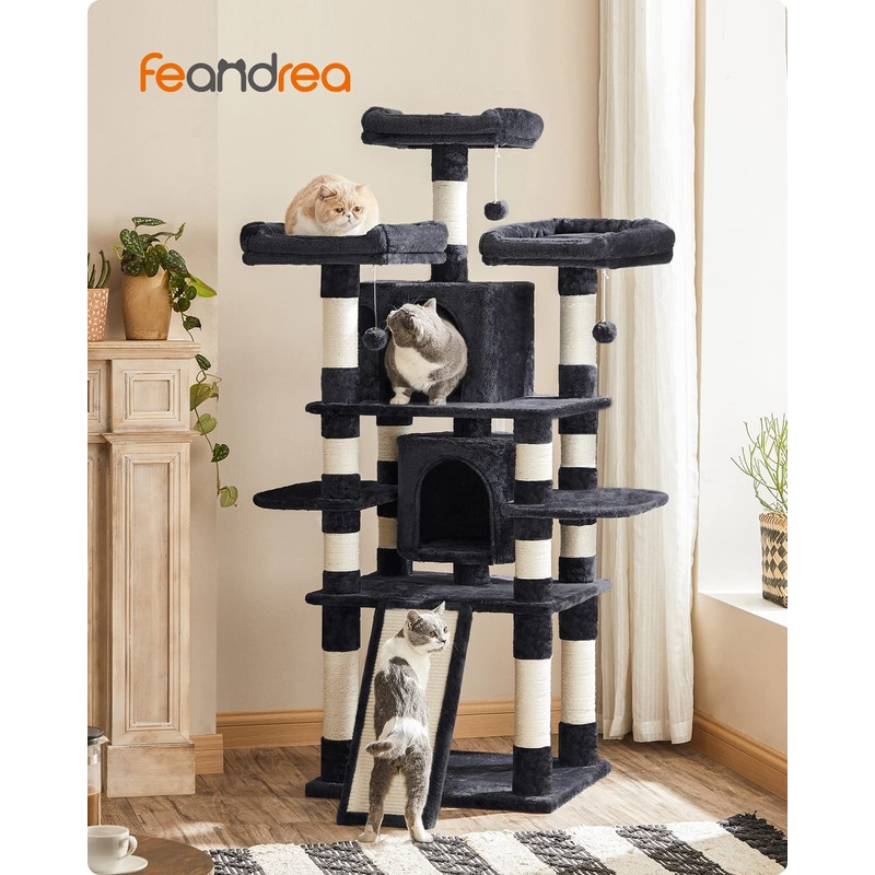 Feandrea 67 Inches Multi-Level Cat Tree for Large Cats, with
