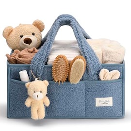 PeraBella Baby Diaper Caddy Organizer with Handle, Boy & Girl Shower Gift Basket, Portable Diaper Storage Basket Bin for Wipes, Newborn Baby Essential
