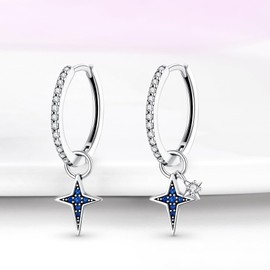 CHENYUTE Dangle Earrings 925 Sterling Silver for Women Hoop Earrings Cubic Zirconia Star Earrings Butterfly Earrings Gifts for Women